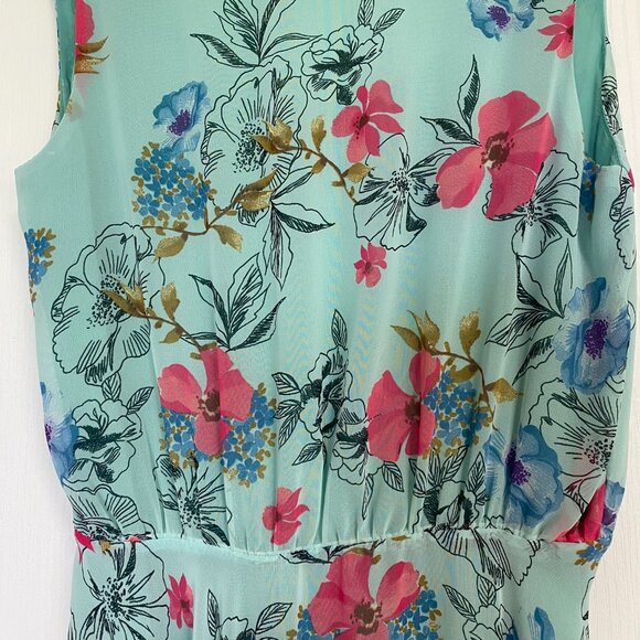 Floral & Flowy High- Low Green Dress with Floral Pattern Size S/M - Picture 2 of 12